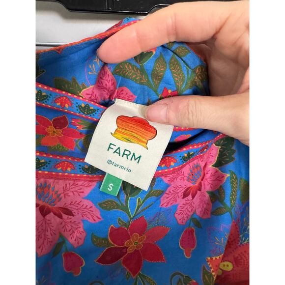 NWOT FARM Rio Tropical Tapestry Mini Skirt in Blue SZ S - Picture 5 of 8